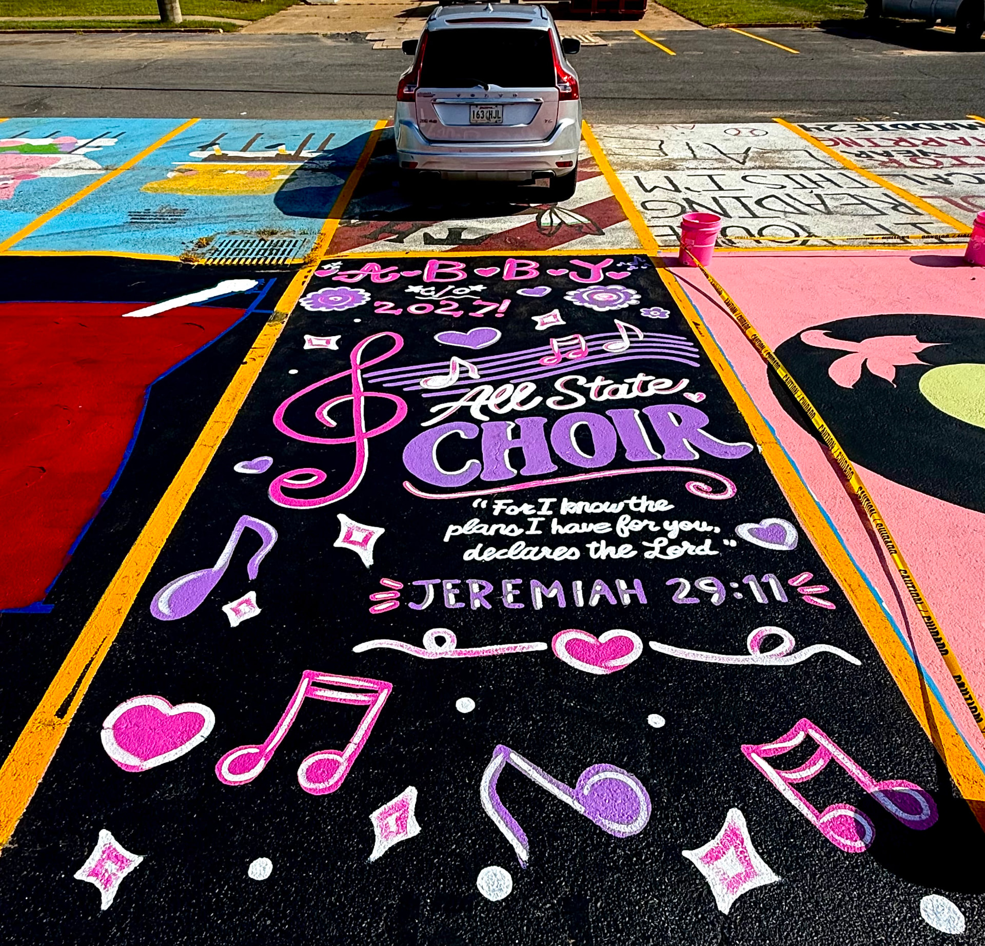 Senior parking spot for an All State Choir student — Jeremiah 29:11.